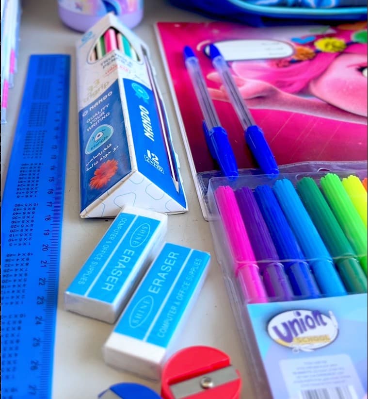 Contenu d'un kit scolaire pour Gaza